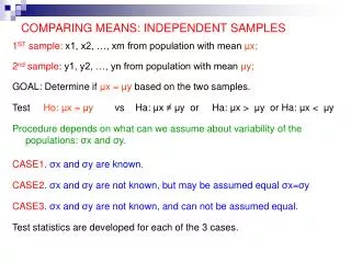 comparing means independent samples