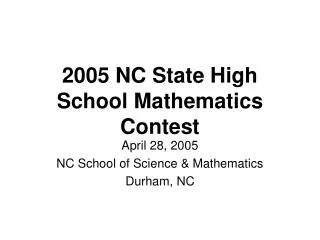 2005 NC State High School Mathematics Contest