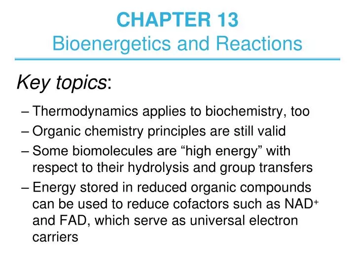 chapter 13 bioenergetics and reactions