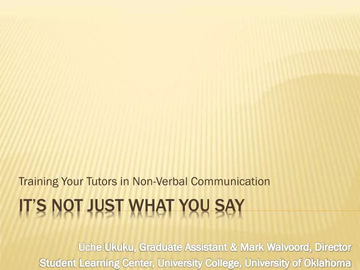 training your tutors in non verbal communication
