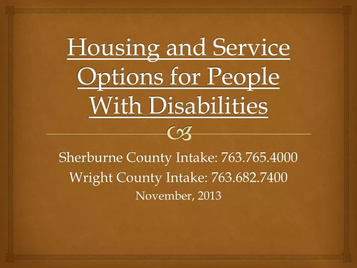 housing and service options for people with disabilities