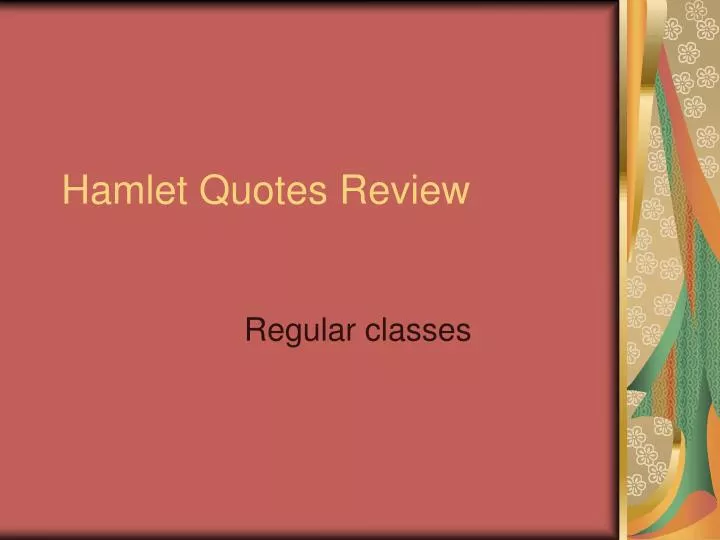 hamlet quotes review
