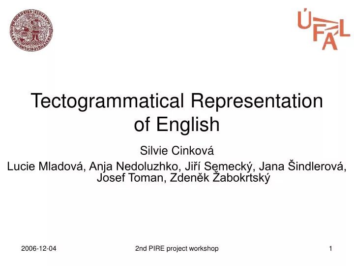 tectogrammatical representation of english