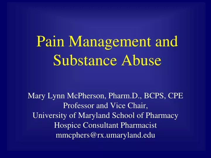 pain management and substance abuse