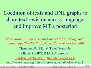 International Conference on Universal Knowledge and Language (ICUKL2002), Goa, 25-29 November 2002