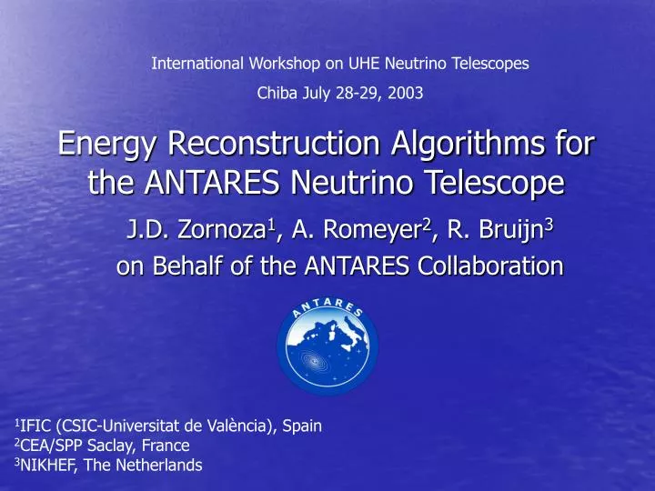 energy reconstruction algorithms for the antares neutrino telescope