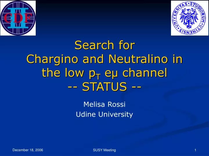 search for chargino and neutralino in the low p t e channel status