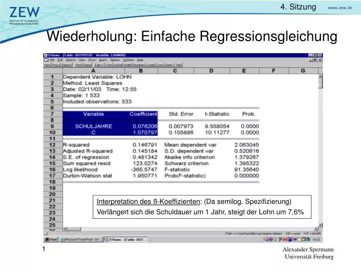 wiederholung einfache regressionsgleichung