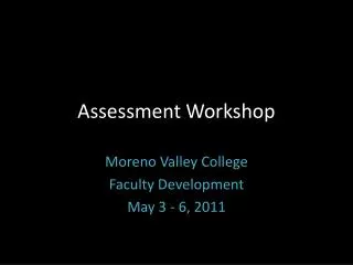 Assessment Workshop