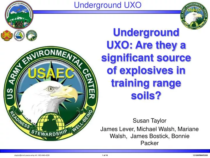 underground uxo are they a significant source of explosives in training range soils