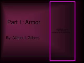 Part 1: Armor