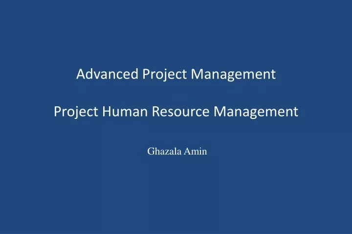 advanced project management project human resource management