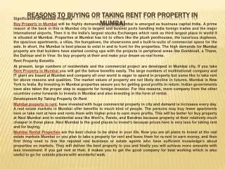 Reasons To Buying Or Taking Rent For Property In Mumbai