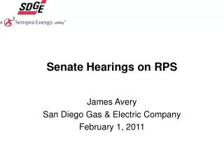 Senate Hearings on RPS
