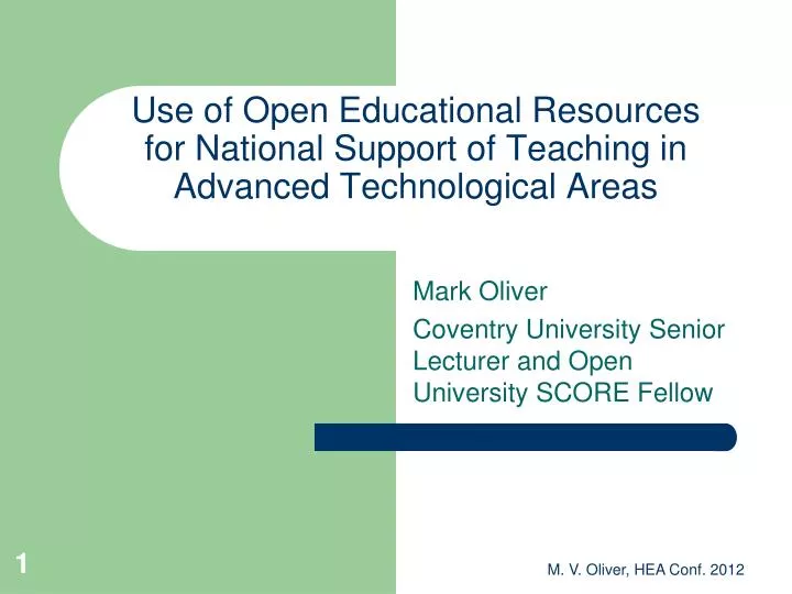 use of open educational resources for national support of teaching in advanced technological areas