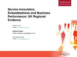 Service Innovation, Embeddedness and Business Performance: UK Regional Evidence