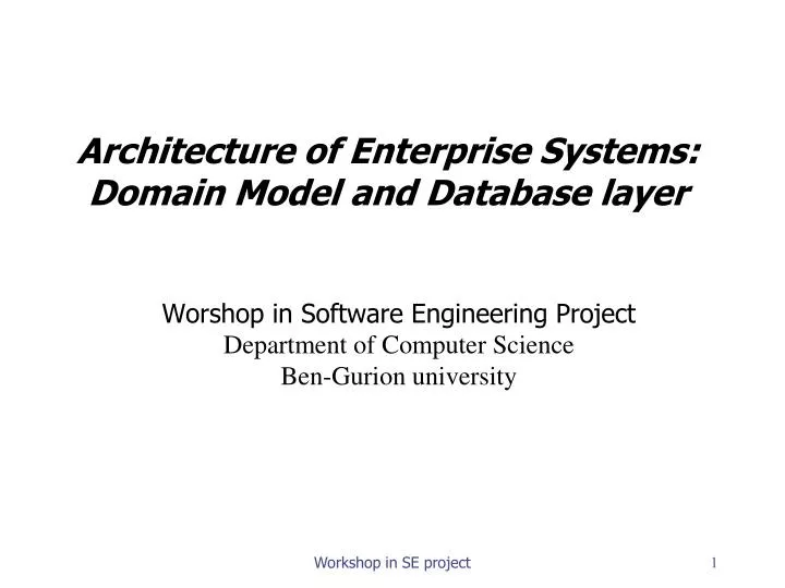 architecture of enterprise systems domain model and database layer