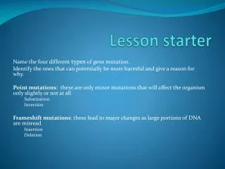 Lesson starter