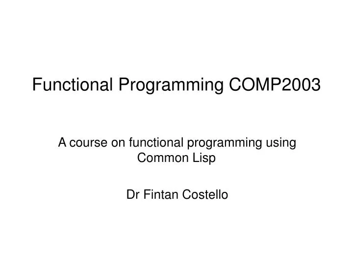 functional programming comp2003