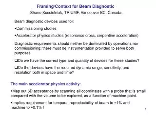 Beam diagnostic devices used for: Commissioning studies