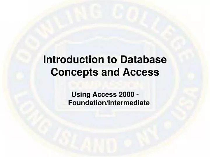 introduction to database concepts and access