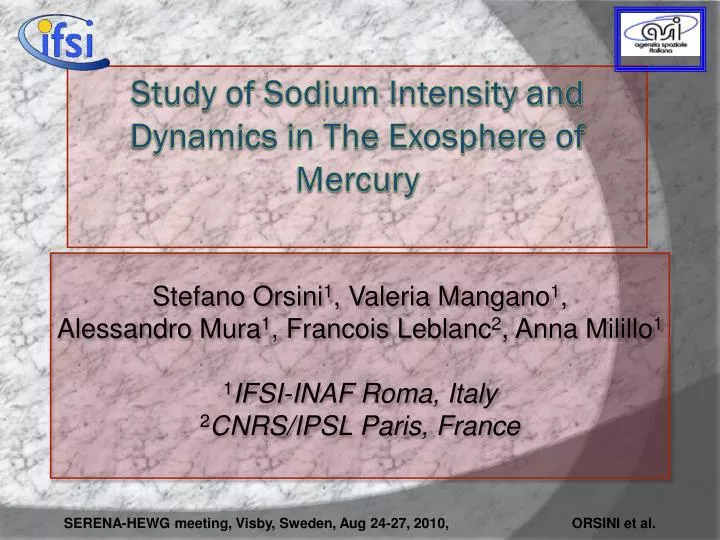 study of sodium intensity and dynamics in the exosphere of mercury