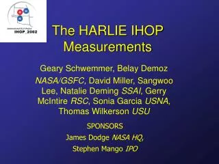 The HARLIE IHOP Measurements
