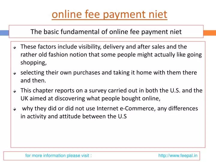 online fee payment niet
