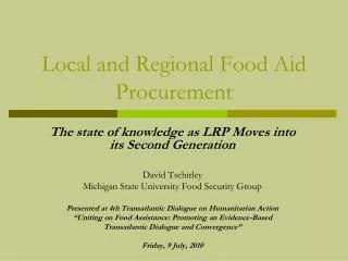 Local and Regional Food Aid Procurement