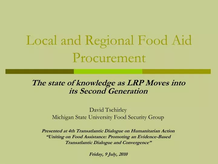 local and regional food aid procurement
