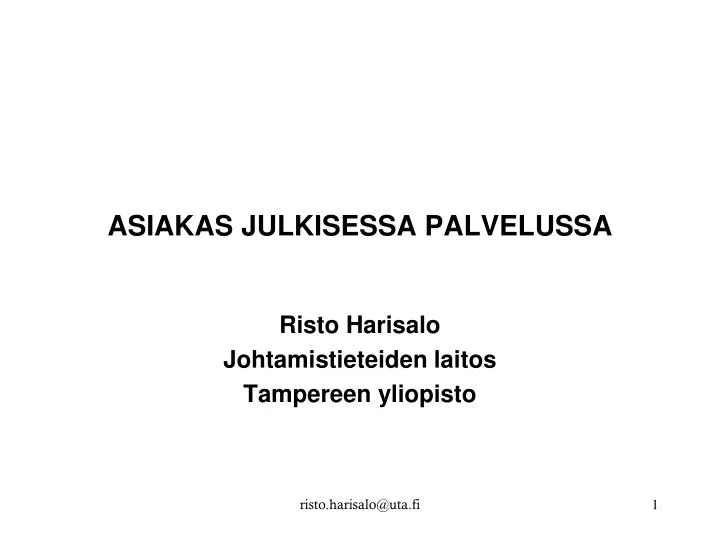 asiakas julkisessa palvelussa