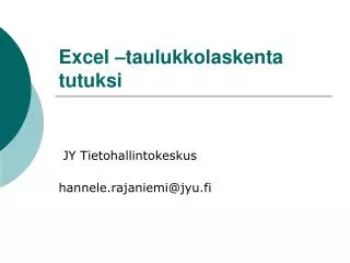 excel taulukkolaskenta tutuksi
