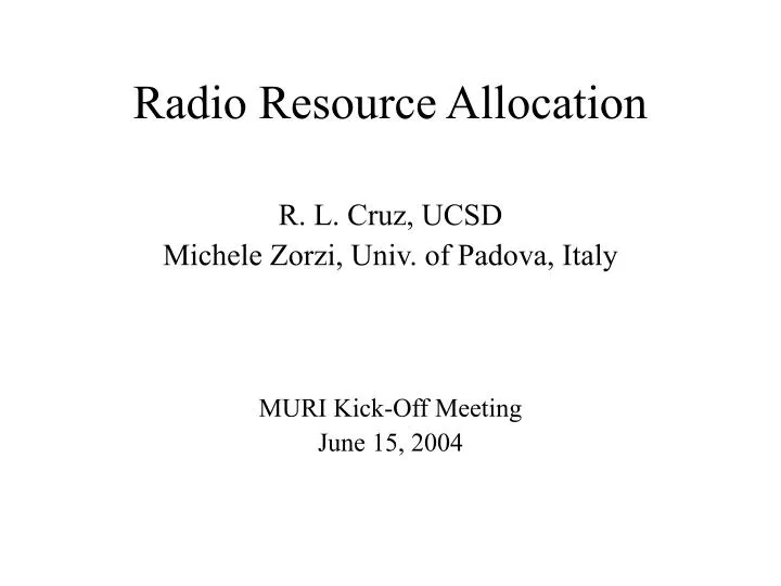radio resource allocation