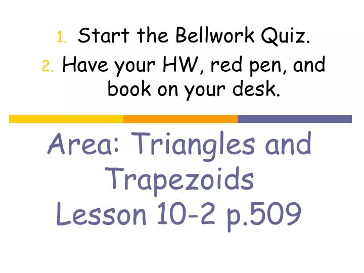 area triangles and trapezoids lesson 10 2 p 509