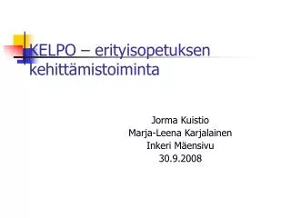kelpo erityisopetuksen kehitt mistoiminta