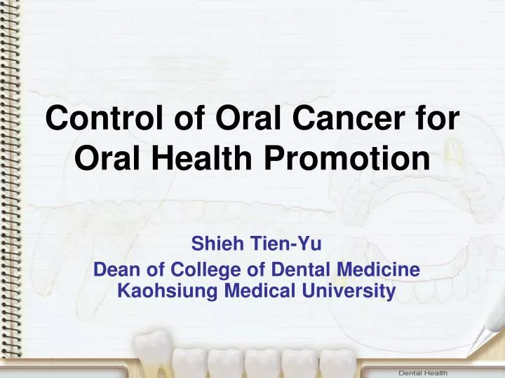 control of oral cancer for oral health promotion
