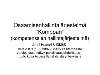 osaamisenhallintaj rjestelm komppari kompetenssien hallintaj rjestelm