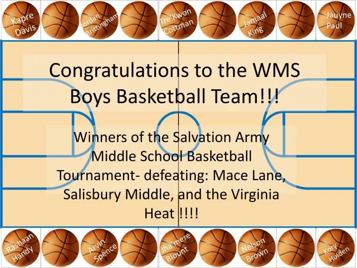 congratulations to the wms boys basketball team