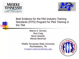 Best Evidence for the FAA Industry Training Standards (FITS) Program for Pilot Training in the TAA