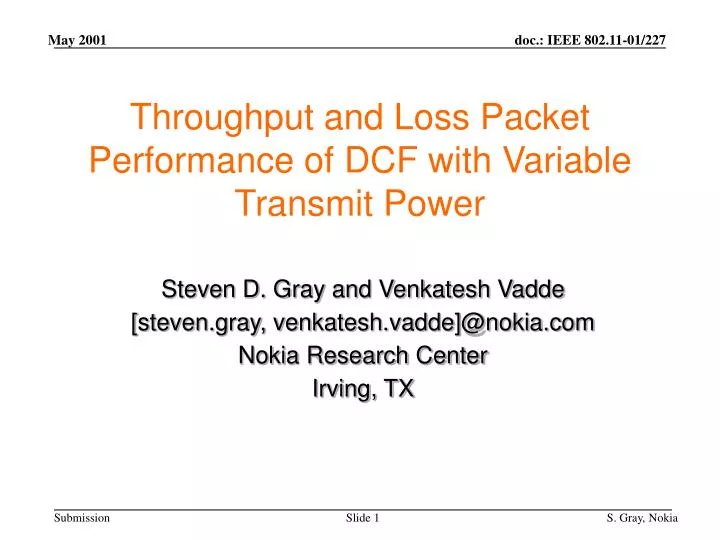 throughput and loss packet performance of dcf with variable transmit power