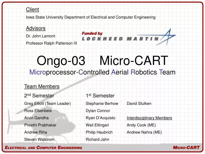 ongo 03 micro cart micro processor c ontrolled a erial r obotics t eam