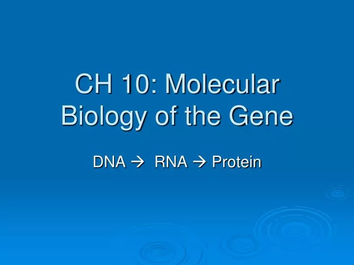 ch 10 molecular biology of the gene