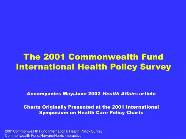 the 2001 commonwealth fund international health policy survey
