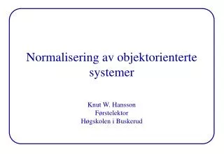 normalisering av objektorienterte systemer
