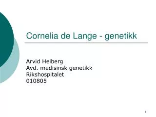 cornelia de lange genetikk