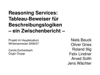 reasoning services tableau beweiser f r beschreibungslogiken ein zwischenbericht