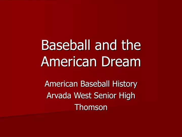 baseball and the american dream