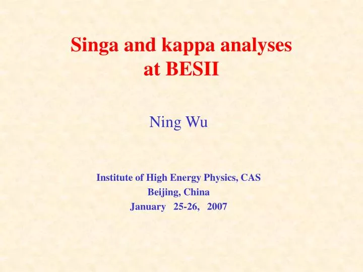 singa and kappa analyses at besii