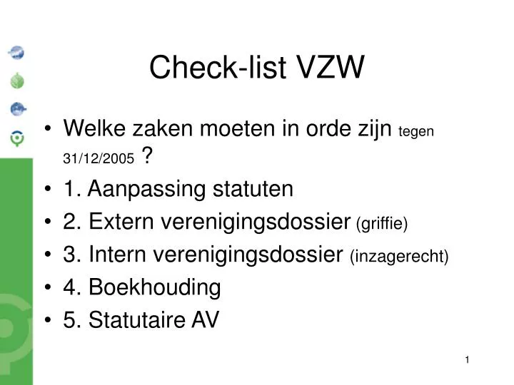 check list vzw