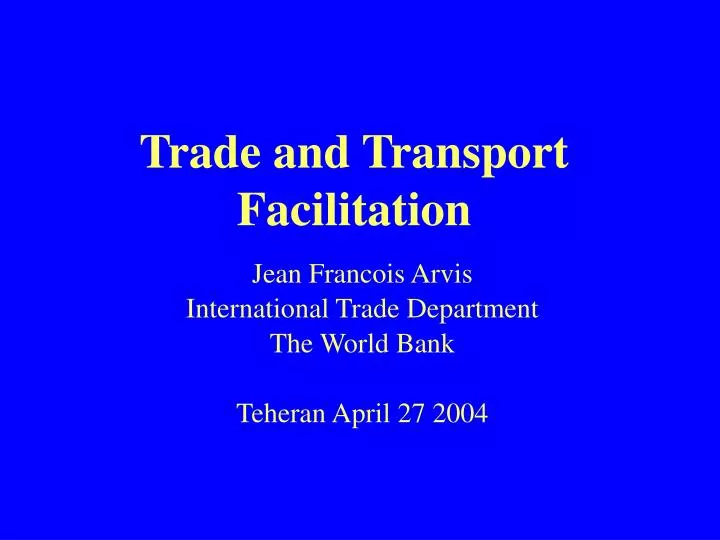 trade and transport facilitation